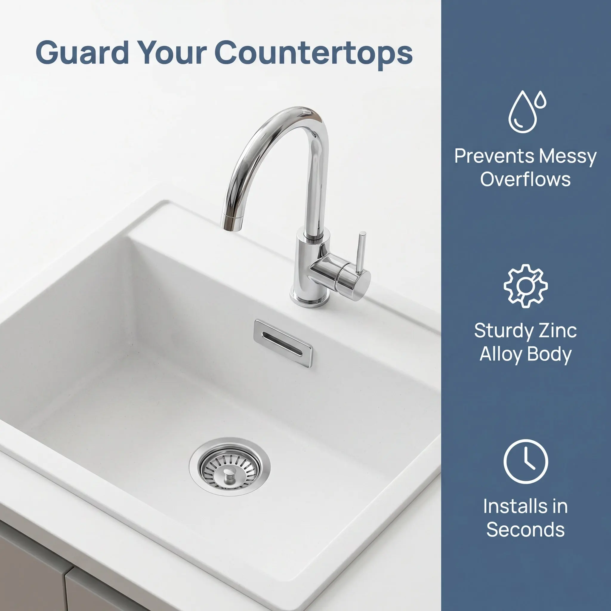 2Pcs Overflow Cover Zinc Alloy Bathroom Sink Insert Caps Basin Hole Overflow Trim Ring Kitchen Vanity Drain Plug