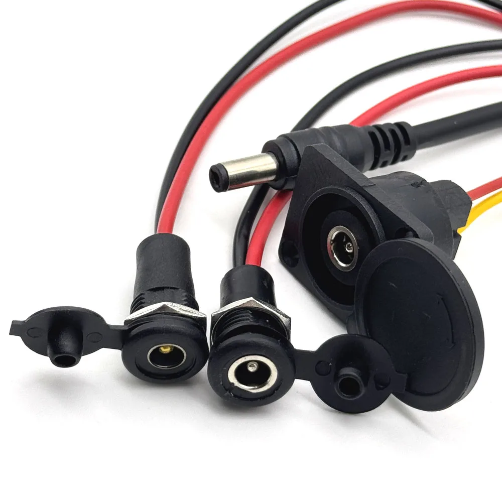 5.5*2.5 5.5*2.1mm Electric Lithium Battery Bicycle Connection Charging Port DC Power Supply Female Head With Cable Wired Socket