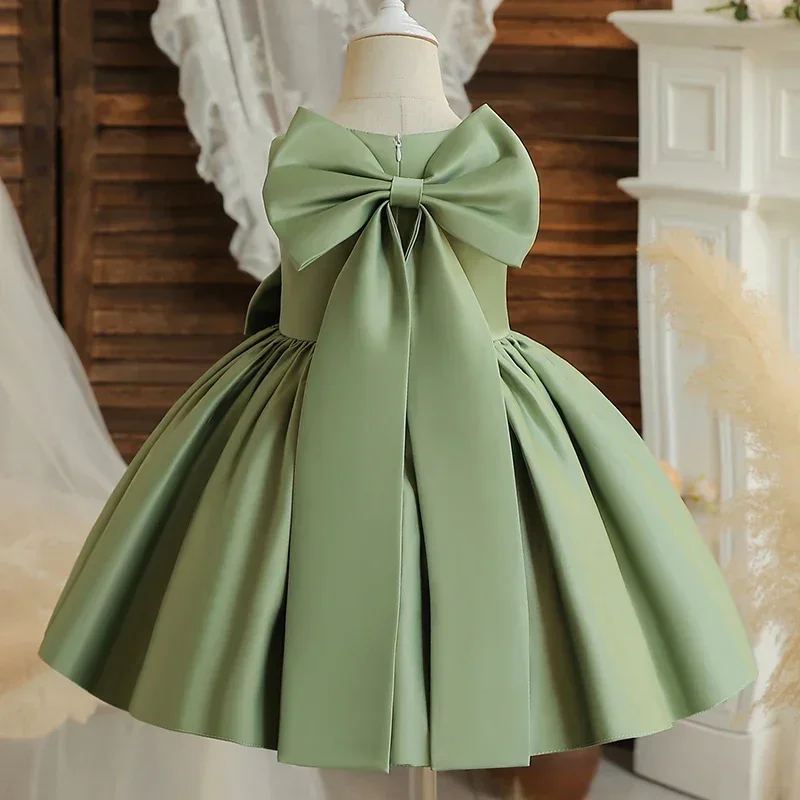 Big Bow Princess Sweet Kids Tutu Toddler Birthday Party Newborn Christening Children Baptism Baby Girls Clothes Infant Dresses