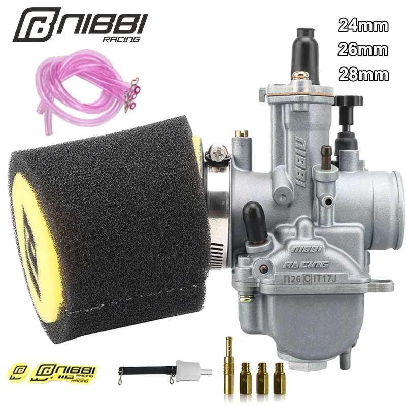 NIBBI Motorcycle PWK 24/26/28mm Carburetor Power Jet Foam Air Filter Kit for Yamaha KTM Suzuki Pitbike 250cc Racing Motorcycle