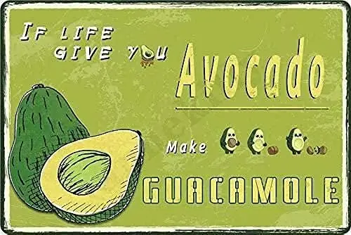 Vintage Metal Tin Sign Avocado Make Guacamole Yard Street Kitchen Decor Home Door Funny Garden Coffee Cafe Retro Aluminum S sign