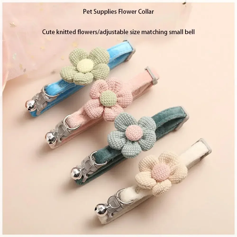 Cartoon Pet Supplies Safety Pet Collar Small Dog Cat Bow Bell Lovely Flowers Bell Dog Necklace Neck Decoration 1 Pcs 4pcs