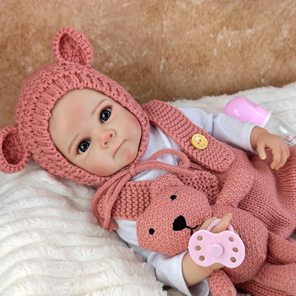 Muñeca Reborn realista de 46cm con acabado como bebé Real, muñeca artística hecha a mano, piel pintada en 3D con venas visibles, extremidades de vinilo