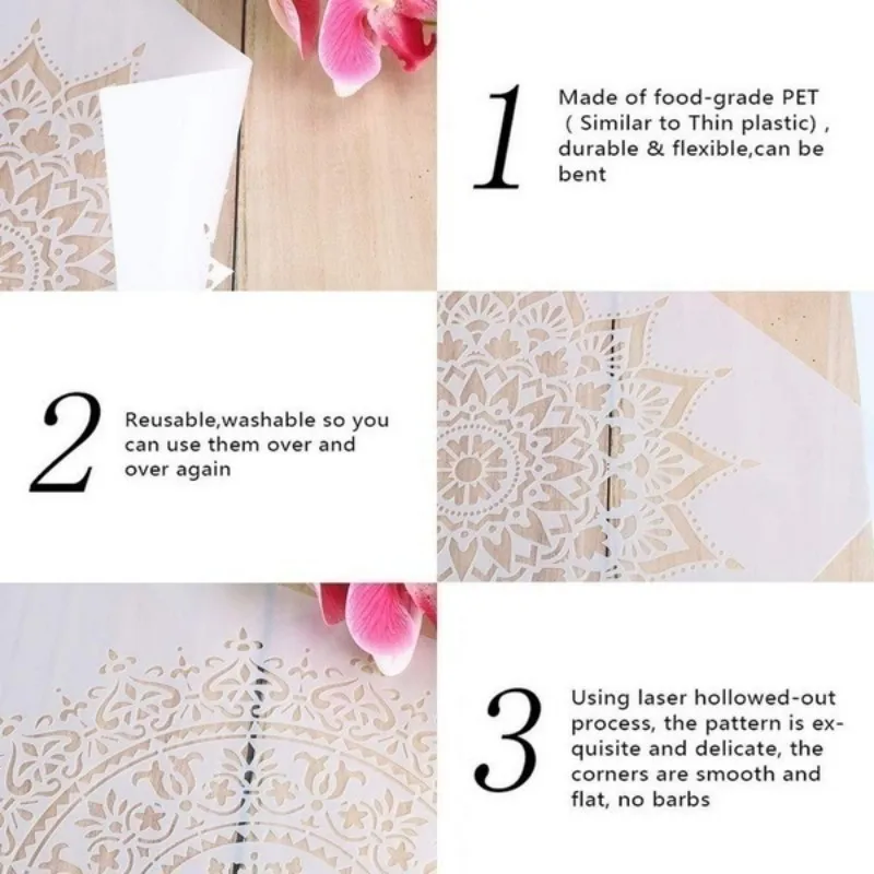 30*30 cm diy craft mandala wzornik do drzeworytu malowanie, księga gości wall art tłoczenie dekoracji album papier krepowany karty — zdjęcie 7