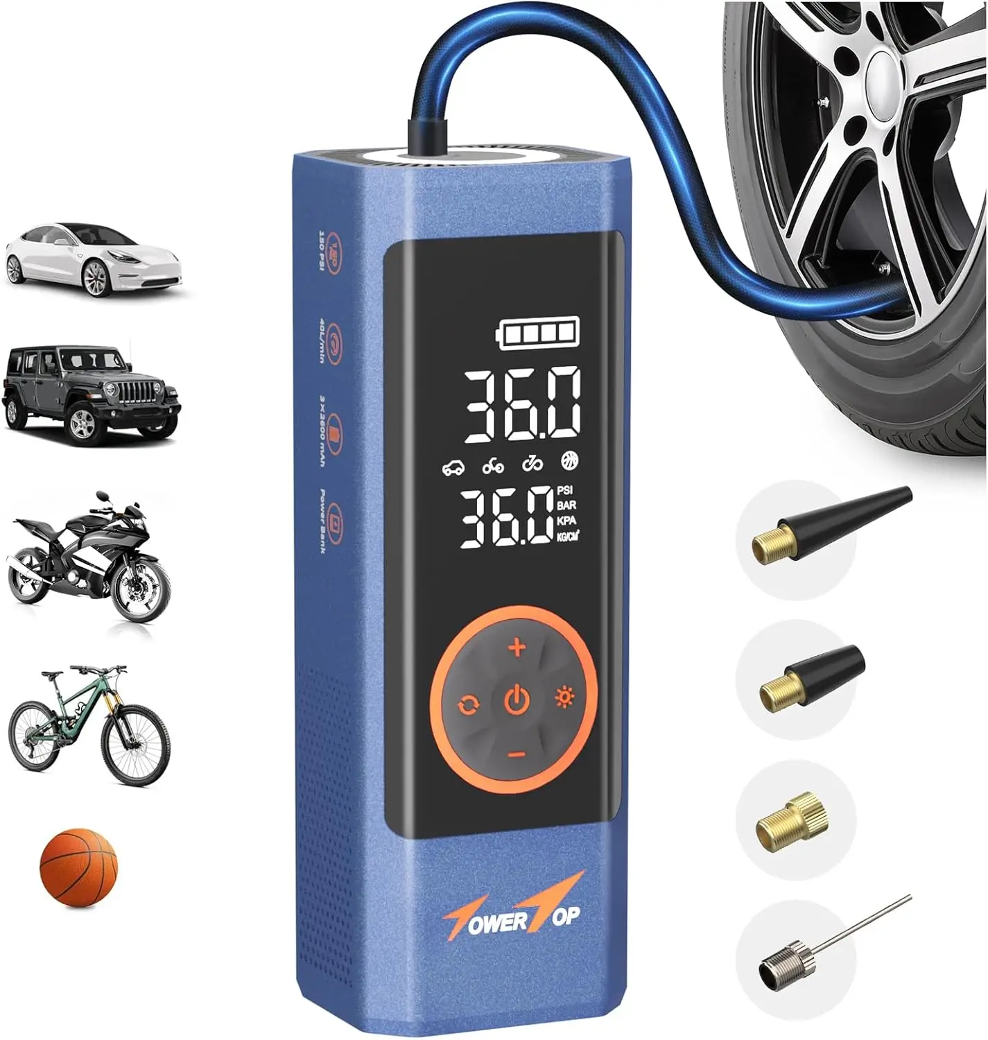 

Беспроводной портативный насос для накачивания шин 7800 мАч, быстрая зарядка, 150 фунтов на квадратный дюйм, автоматический воздушный компрессор для обслуживания автомобилей