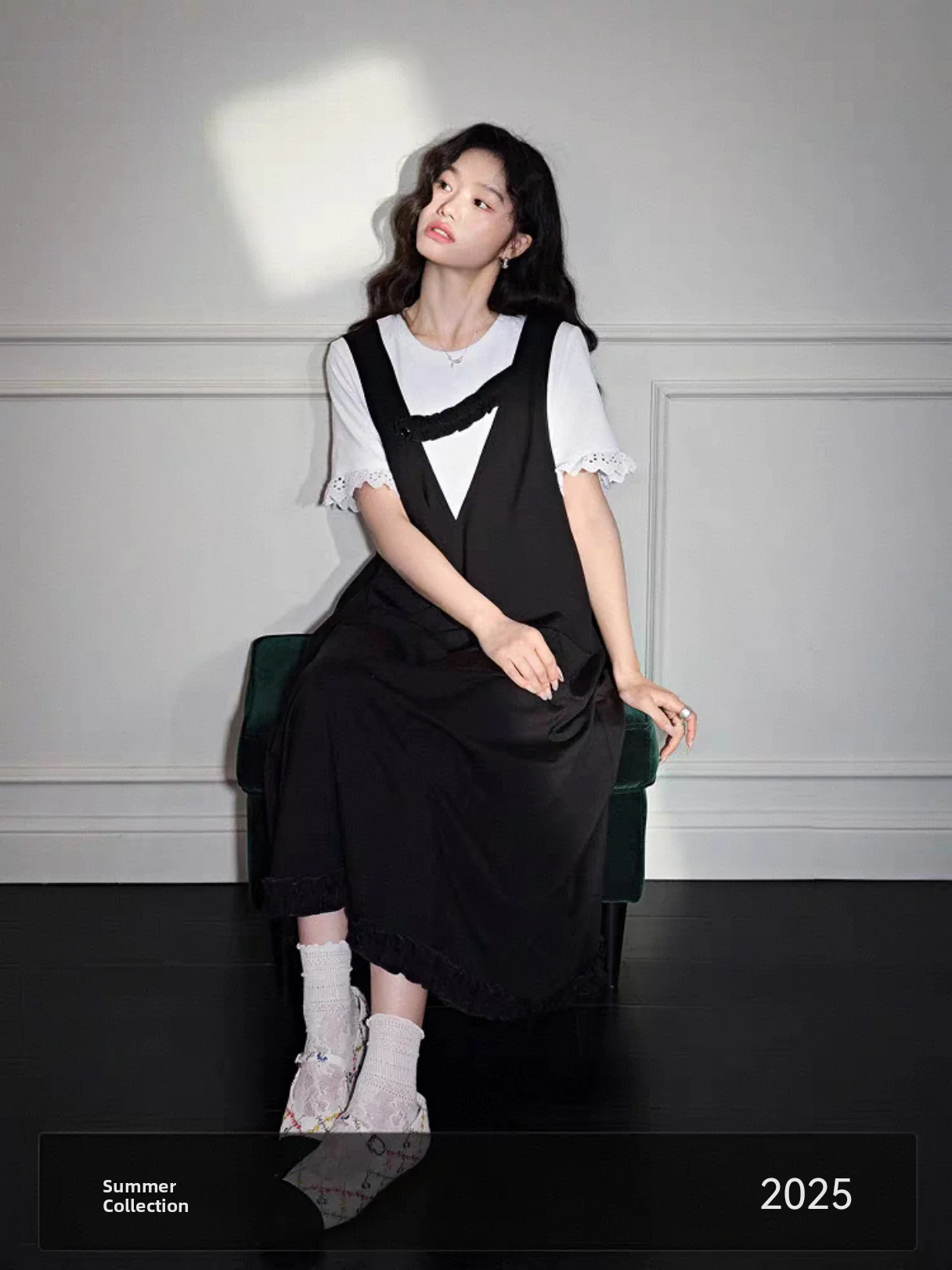 Été faux deux pièces Dr ort Sve t-shirt jupe gilet femmes ensemble complet nouveau Sle banlieue vent l taille Dr