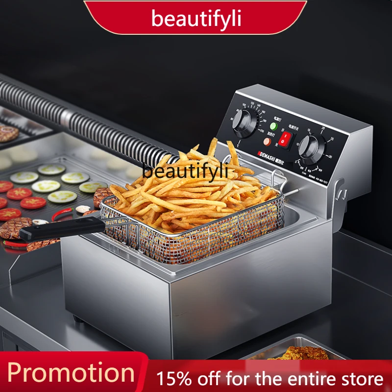 

A61 Electric Fryer Commercial Deep Frying Pan Large Capacity Deep Frying Pan Stall French Fries Fryer Single and Double Cylinder