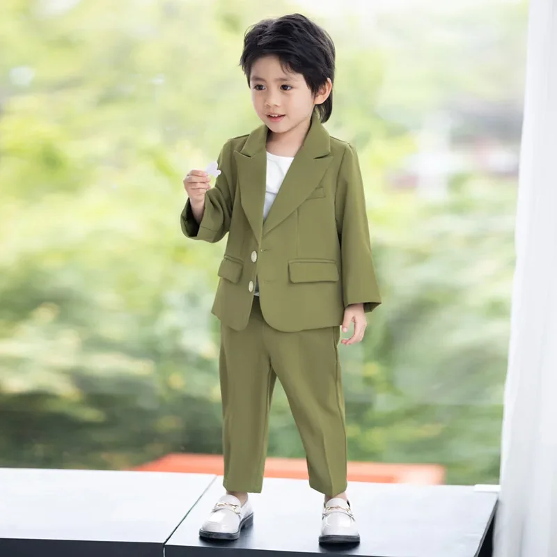 Classic Suit Set Blazer Pants Little Baby Boys Formal Outfit for Wedding Birthday Church Ceremony Special Occasion 1-12Y