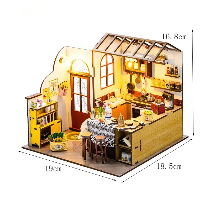 OUZEY DIY Kit de construção de villa de praia em miniatura - Casa de bonecas de madeira 3D com móveis, modelo de tema à beira-mar e presente de aniversário