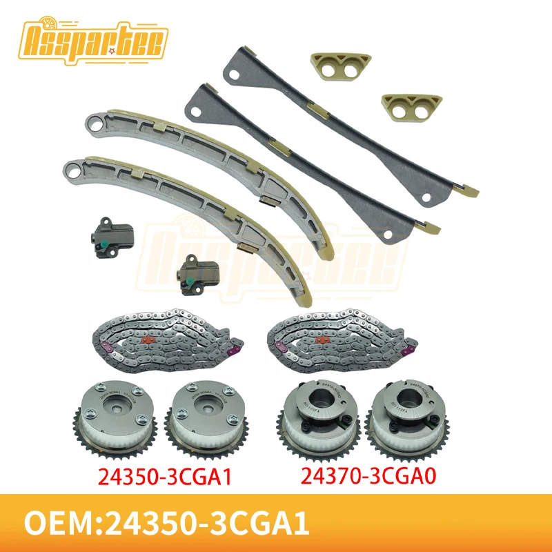 

Новый OEM 24350-3CGA1 комплект цепи синхронизации двигателя для Hyundai/Kia 3.3L & 3.8L Santa Fe Sorento Azera Genesis 24370-3CGA0