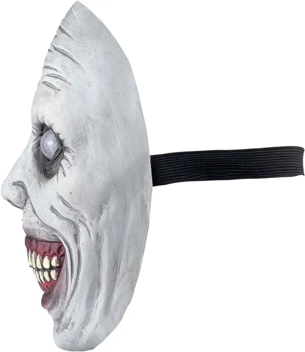 Scary Halloween Mask Smiling Demons Horror Mask Scariest Creepy White Mask with Eye for Cosplay Costumes Accessories