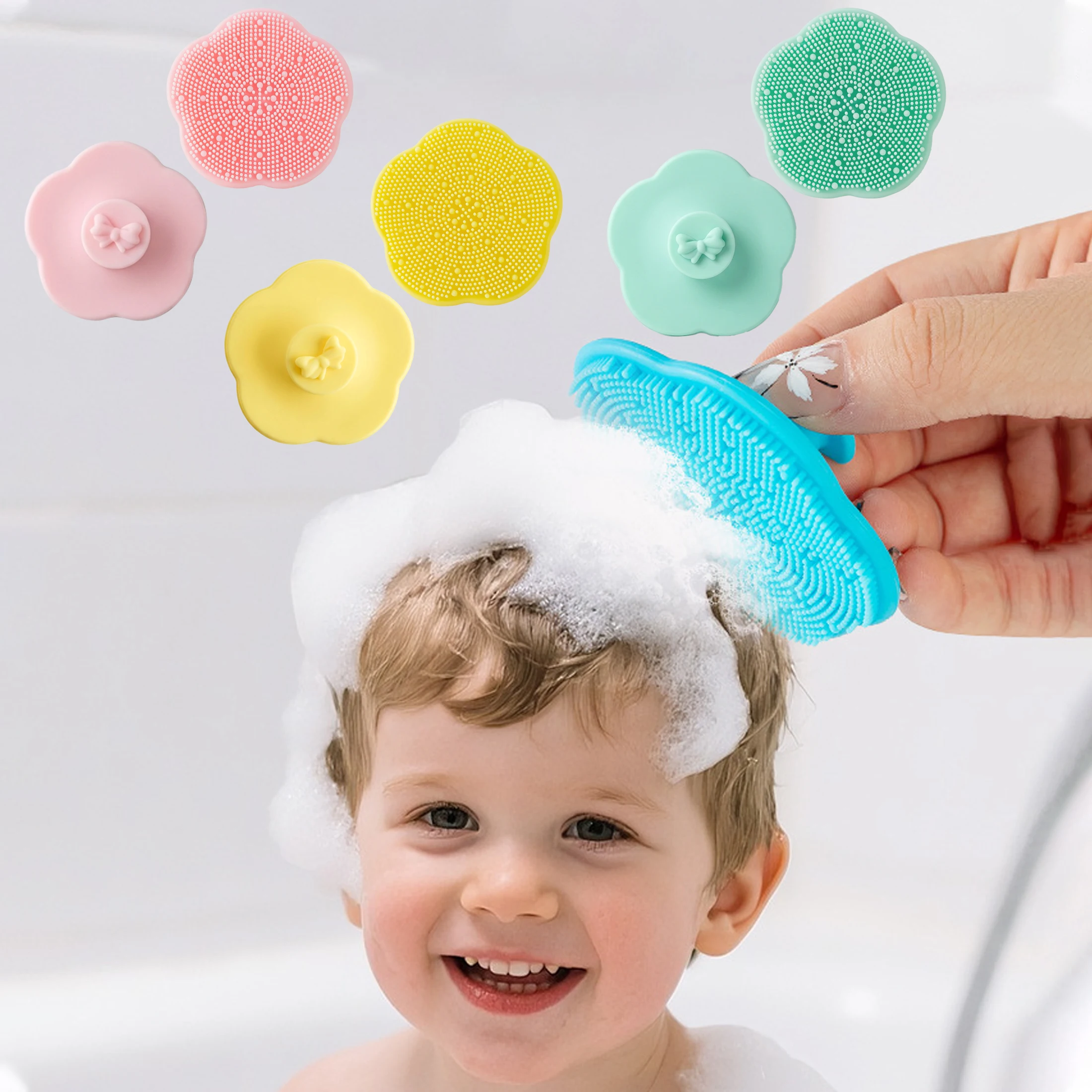 1pc Children's Hair Washing Brush, Soft Silicone Scalp Scrubber & Massage Bath Brush for Kids, Gentle Baby Bath Cleaning Tool
