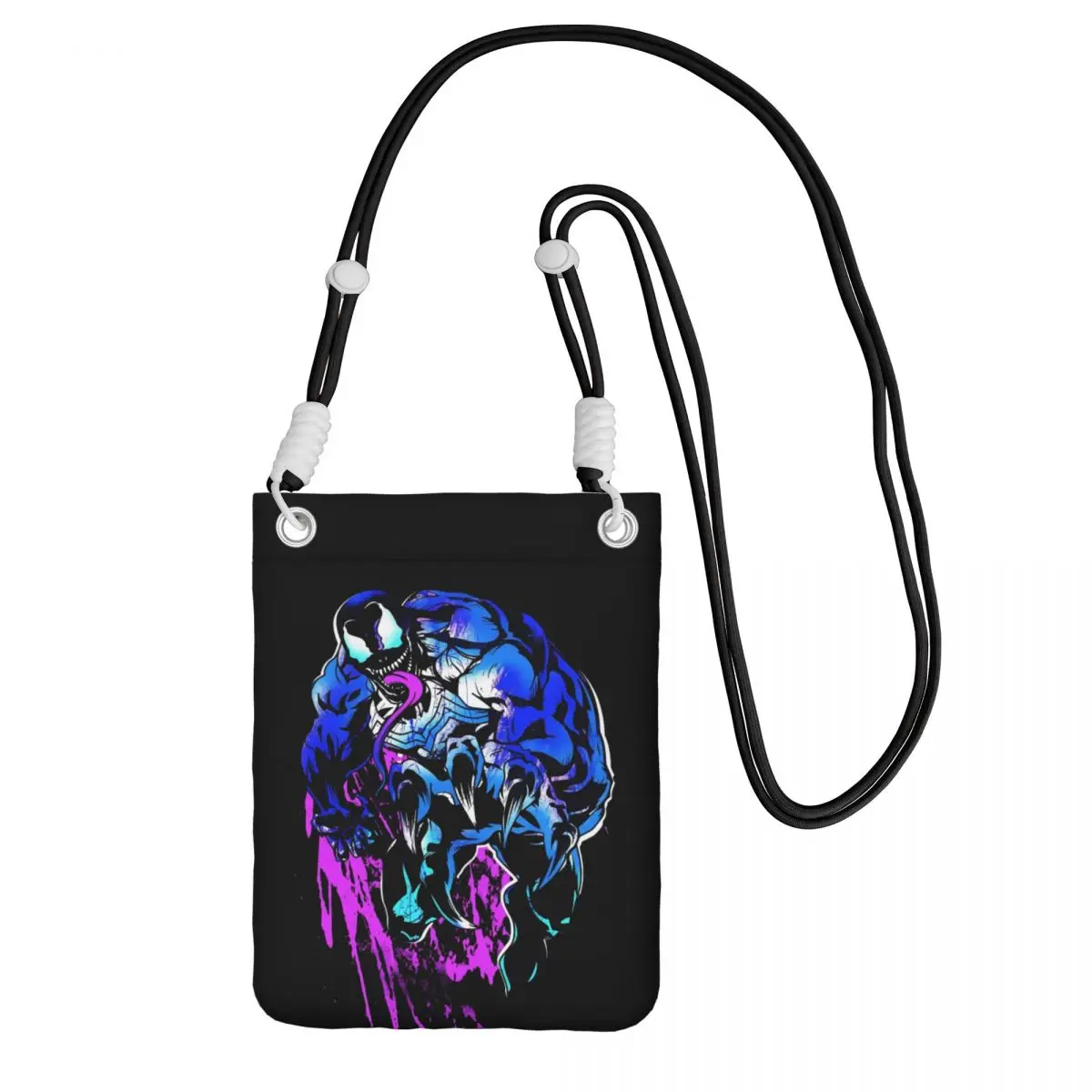 

Custom Venom Carry A Mobile Phone Bag Diagonally Women Men Superhero Comics Shoulder Crossbody Bag Adjustable Length City Walk