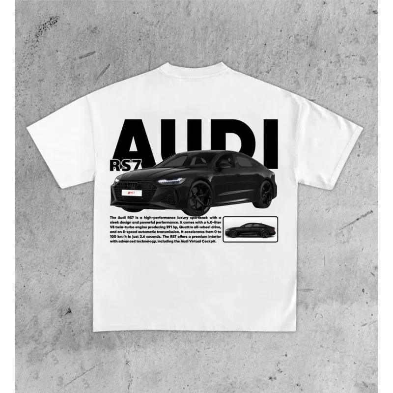 AUDI RS7 Enthusiast Apparel Unisex Car Gift Short Sleeved T-shirt Summer Casual Fashion Pure Cotton Short Sleeved T-shirt