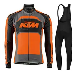 Ktm 2025 Pro Team Spring Ropa Maillot Ciclismo Hombre MTB Bike Long Sleeve Bicycle Clothing 19D Gel Pad Cycling Jersey Set Męski