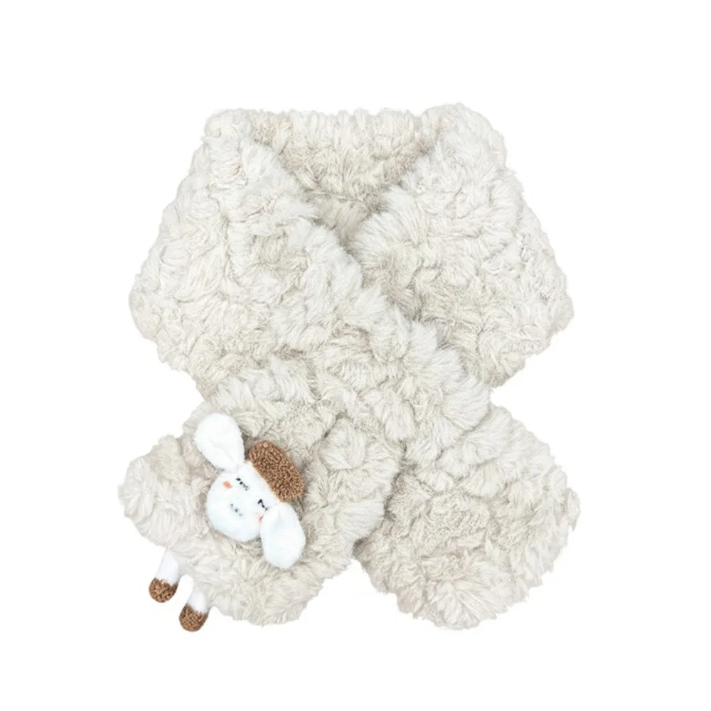 

Creative Cartoon Lamb Scarf Multicolor Soft Warm Cross Collar Scarves Versatile Thickening Faux Furry Scarves Autumn Winter