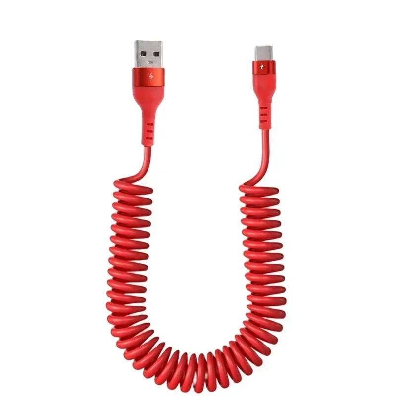 1.5m/1m 5a primavera puxar telescópico de carregamento rápido cabo usb tipo c para samsung huawei android acessórios do telefone carro cabo dados usb