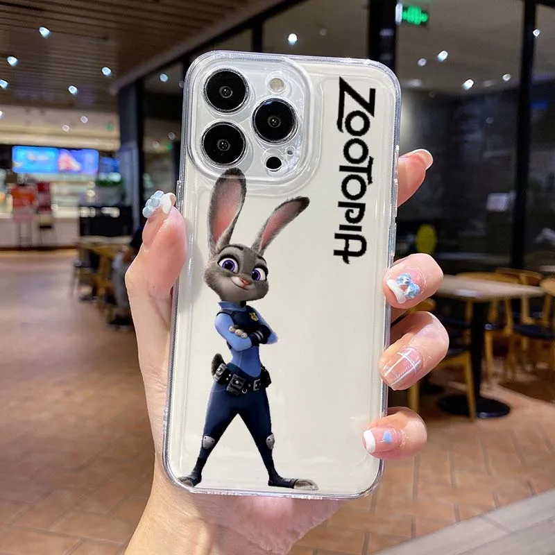 ディズニー ズートピア ウサギ キツネ Apple iPhone 17 16 15 14 13 12 11 Air Pro Max Plus Mini 用 透明 ソフト スマホケース