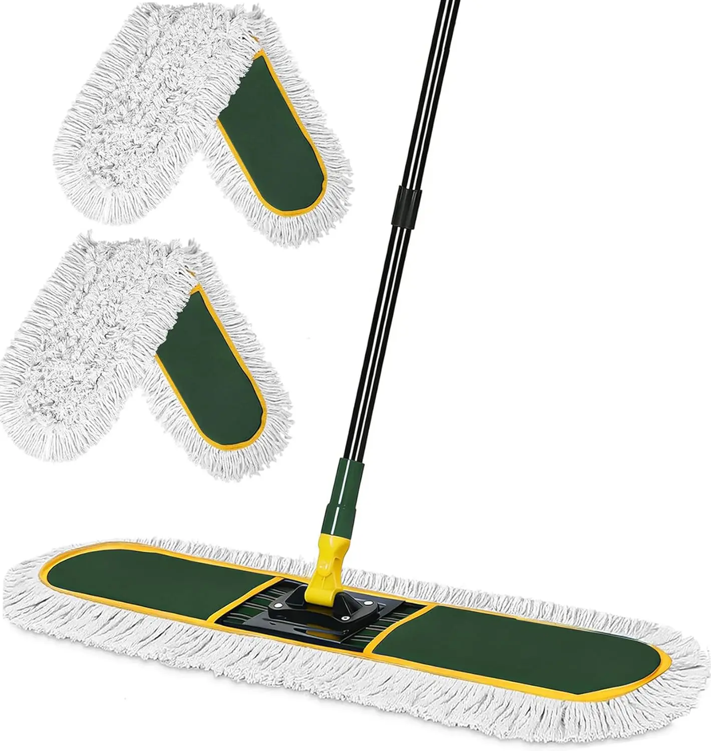 

24" Heavy Duty Commercial Dust Mop for Floor Cleaning, Large Wet Dry Broom with Replaceable Pads