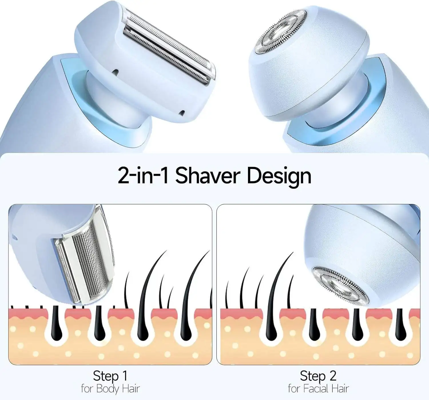 الجمال 2in1 سيدة ماكينة حلاقة الفخذ المتقلب مزيل شعر الوجه الحلاقة الكهربائية شعر العانة بيكيني ماكينة حلاقة غير مؤلم لنزع الشعر للوجه #4