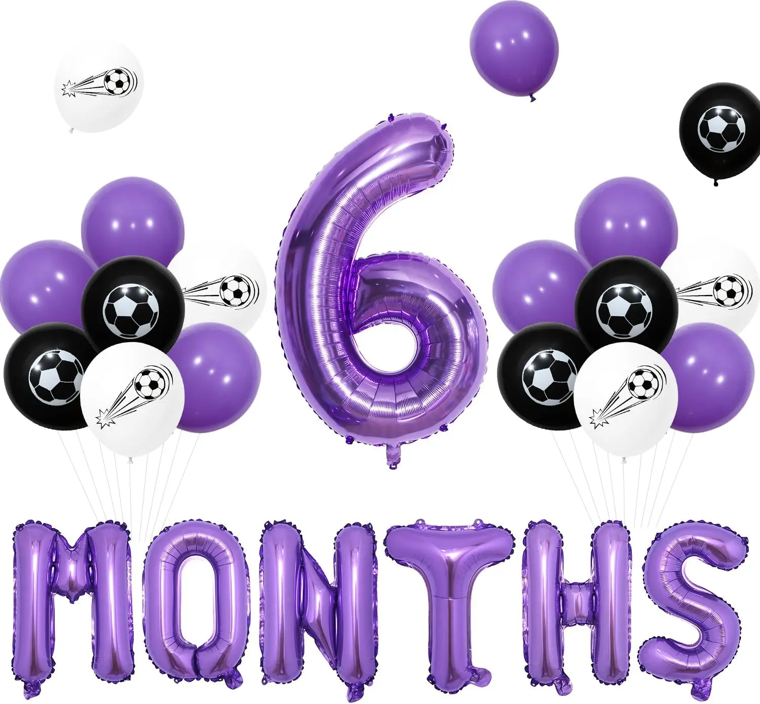 

Funmemoir Half Birthday Decor, Soccer 6 Months Balloons Purple Sports Theme Half Way To One Birthday Decor for Kids Football