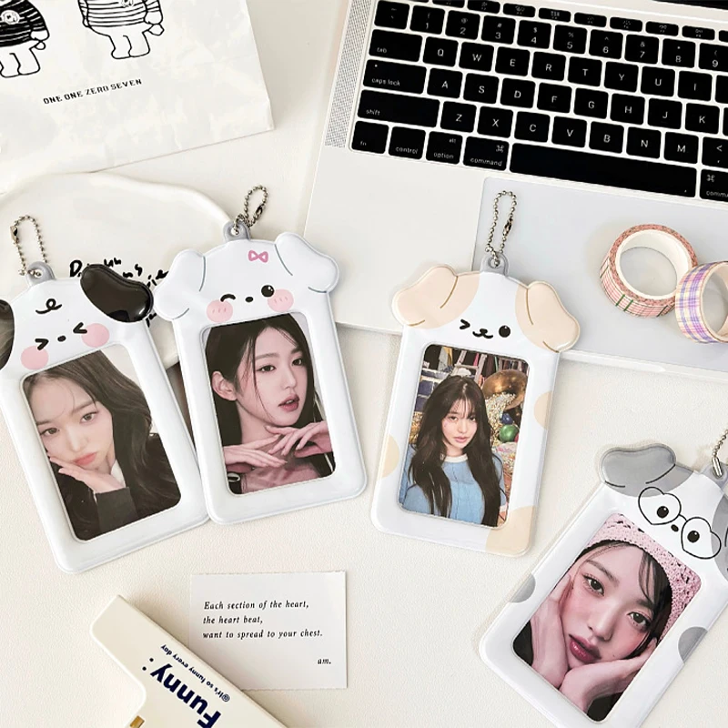 3 Inch Photocard Holder Kawaii Kpop Photo Card Holder Keychain Ins Idol Photo Card Protector Photo Sleeves Bus Card Case 포토카드 바인