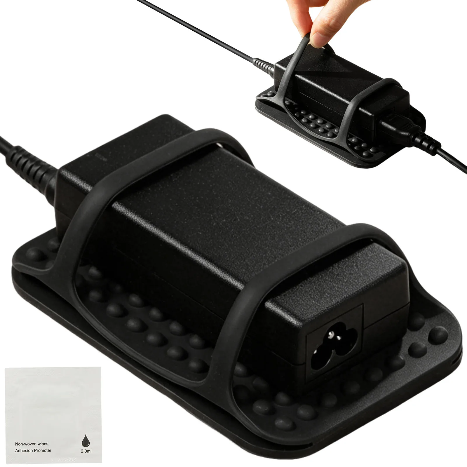 1/2/4Pcs Silicone Power Adapter Holder with Adhesive Promoter Under Desk Universal Power Adapter Holder for Home and Office