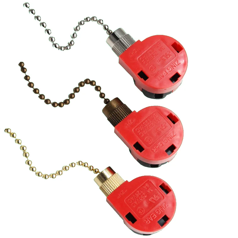 1Pcs Red 4-Wire Ceiling Fan Switch 3-Speed Pull Chain Speed Control For ZE-268S6 Fans