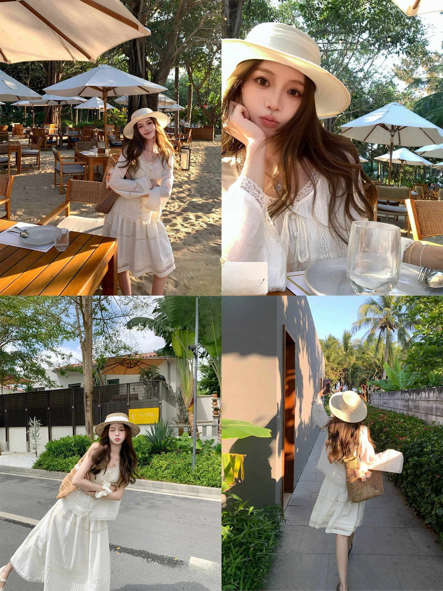 

Mona Garden FF BLUE Long Sleeve Lace Trim Hollow out Vest And Half Skirt Set Women's Fashion Soft Ensemble Summer Collection