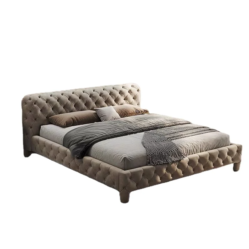 Italian simple luxury bedding villa high-end bedroom soft recliner bed