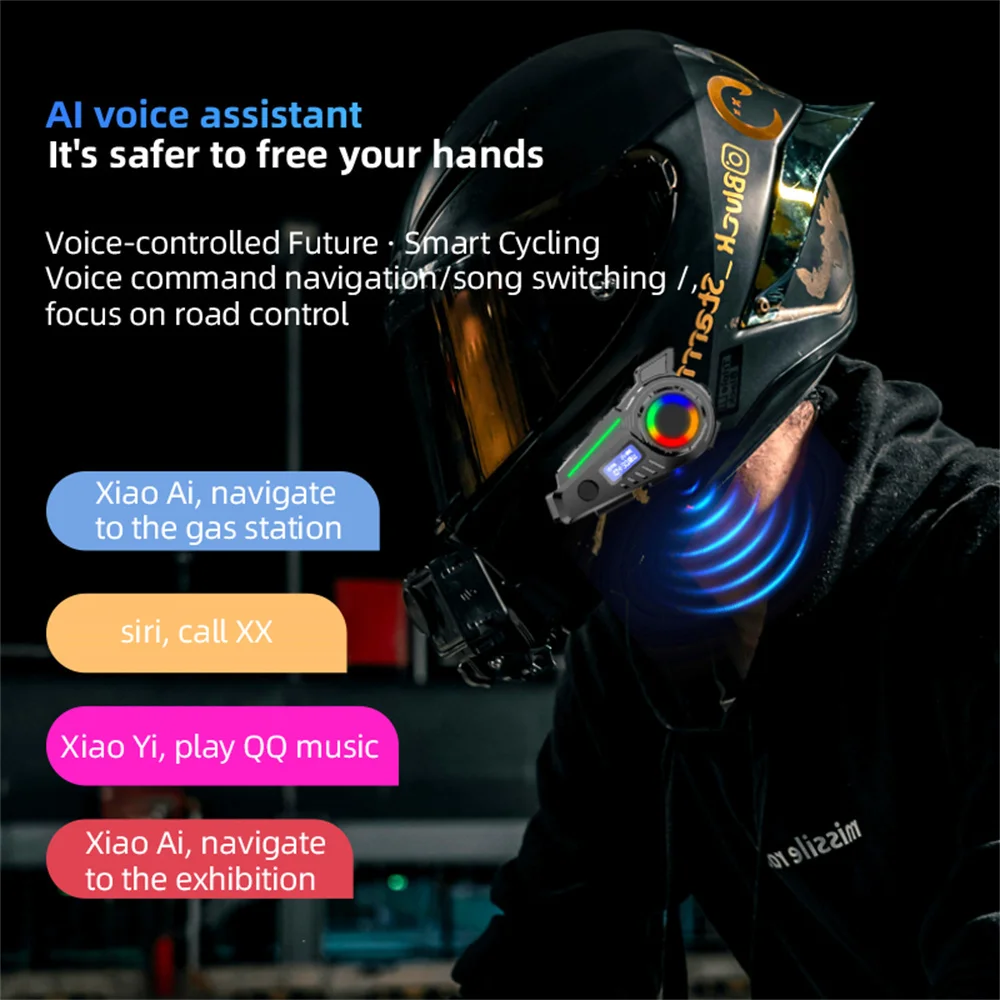 1080P RGB دراجة نارية سماعة خوذة واي فاي DVR بلوتوث V5.4 يدوي دعوة راديو FM لتحديد المواقع التاريخ المسار TF بطاقة مسجل فيديو