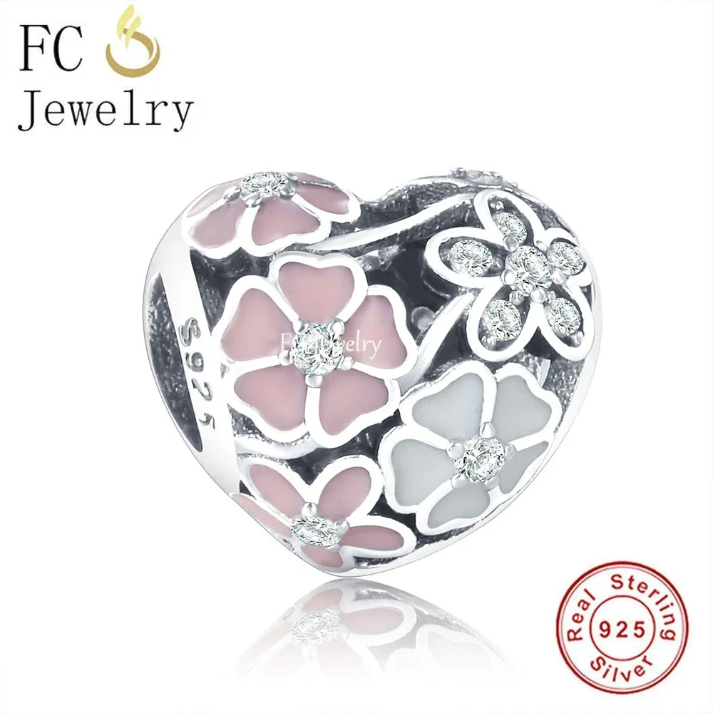 FC Jewelry Fit Original Charm Bracelet 925 Silver Lily Primrose Flower Maple Leaf Bead For Making Women Berloque 2022 Spring DIY