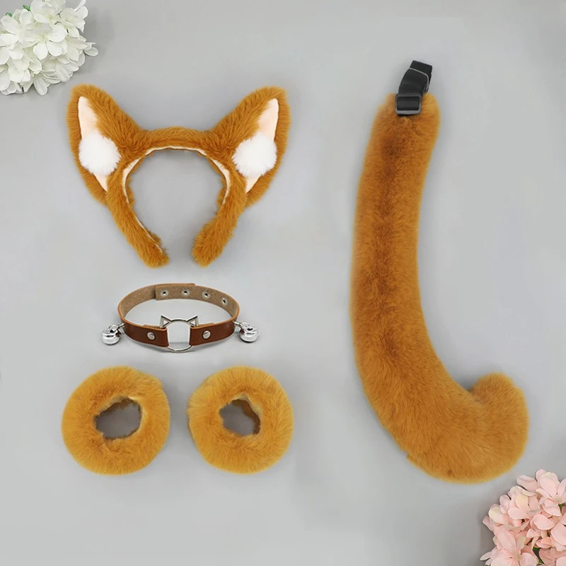 Handwork Faux Fur Fox Ears Headwear Animal Fursuit Furry Ear Hairhoop Headband Cosplay Performance Props