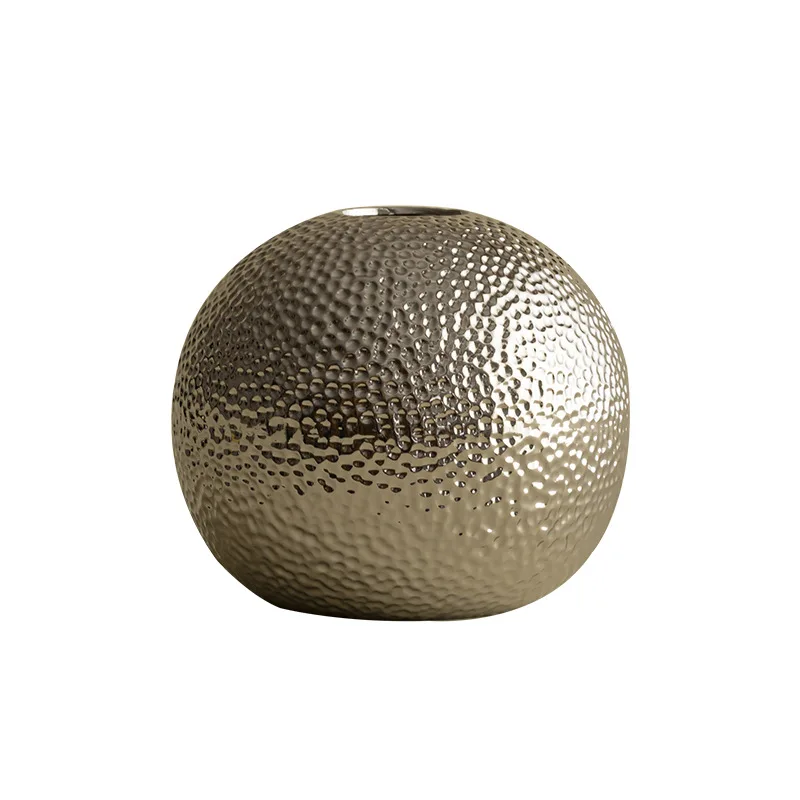 Ceramic Vase Golden Circle Hammer-textured Sphere Flower Arrangement Accessories Flower Vase Home Decoration Accessories - view 6