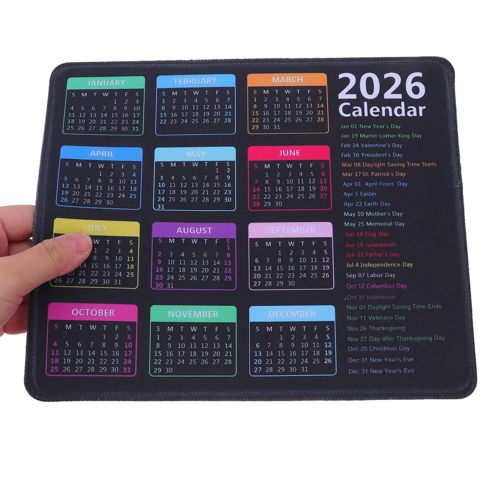 

Коврик для мыши с календарем на 2026 год, стандартный размер, гладкая поверхность для письма, с разметкой для офиса, школы, рабочего места