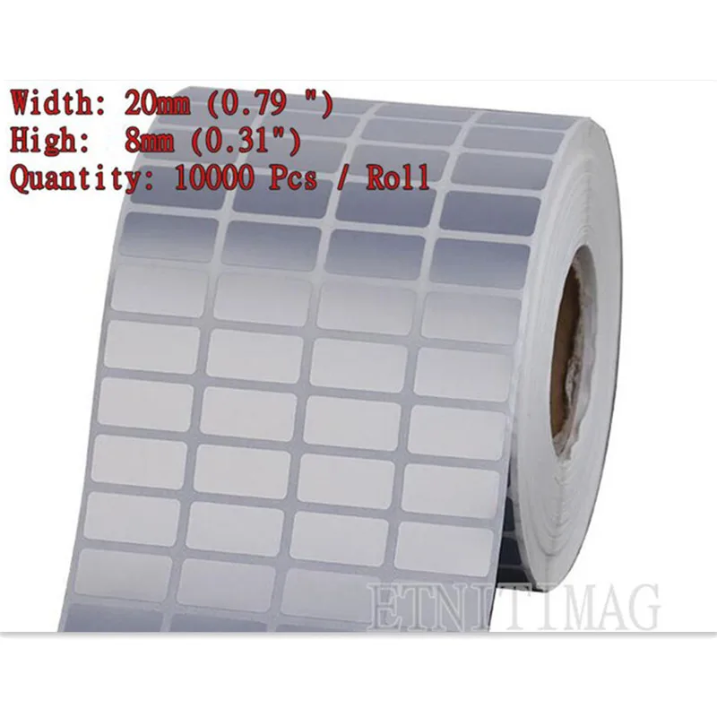 

2 Back(10000 Pcs/Rollx2)Hot Waterproof paper 20mmx8mm Thermal transfer blank PET Labels barcode adhesive printed label sticker