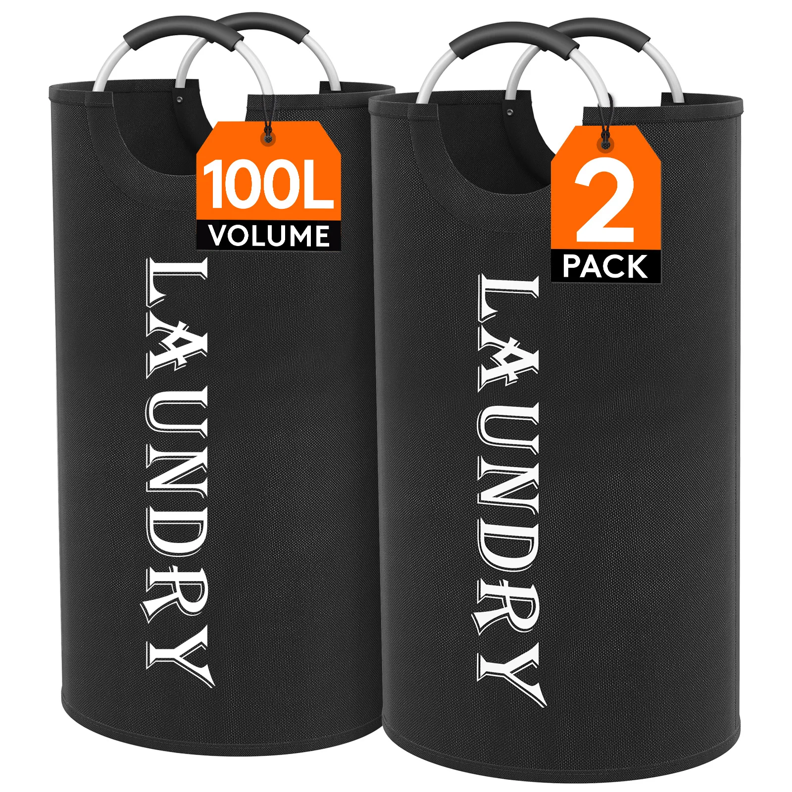 سلة غسيل، سلة غسيل قابلة للطي بمقابض من الألومنيوم، سلة ملابس قذرة مقاومة للماء قائمة بذاتها