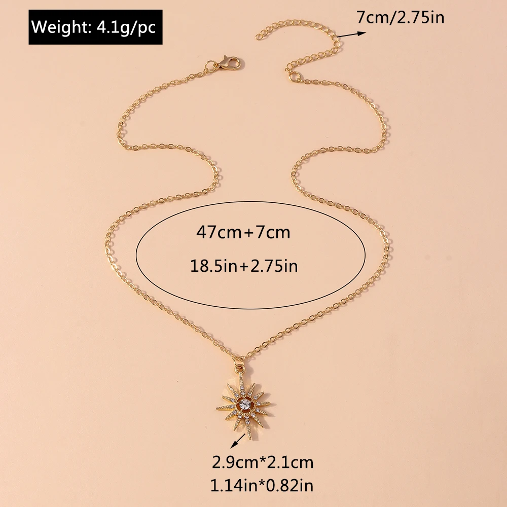 Aihua Exquisite Y2K Gold Farbe Kristall Sonne Mond Sterne Halsketten für Frauen Koreanische Temperament Schlüsselbein Kette Geburtstag Schmuck Geschenk – Detail 16