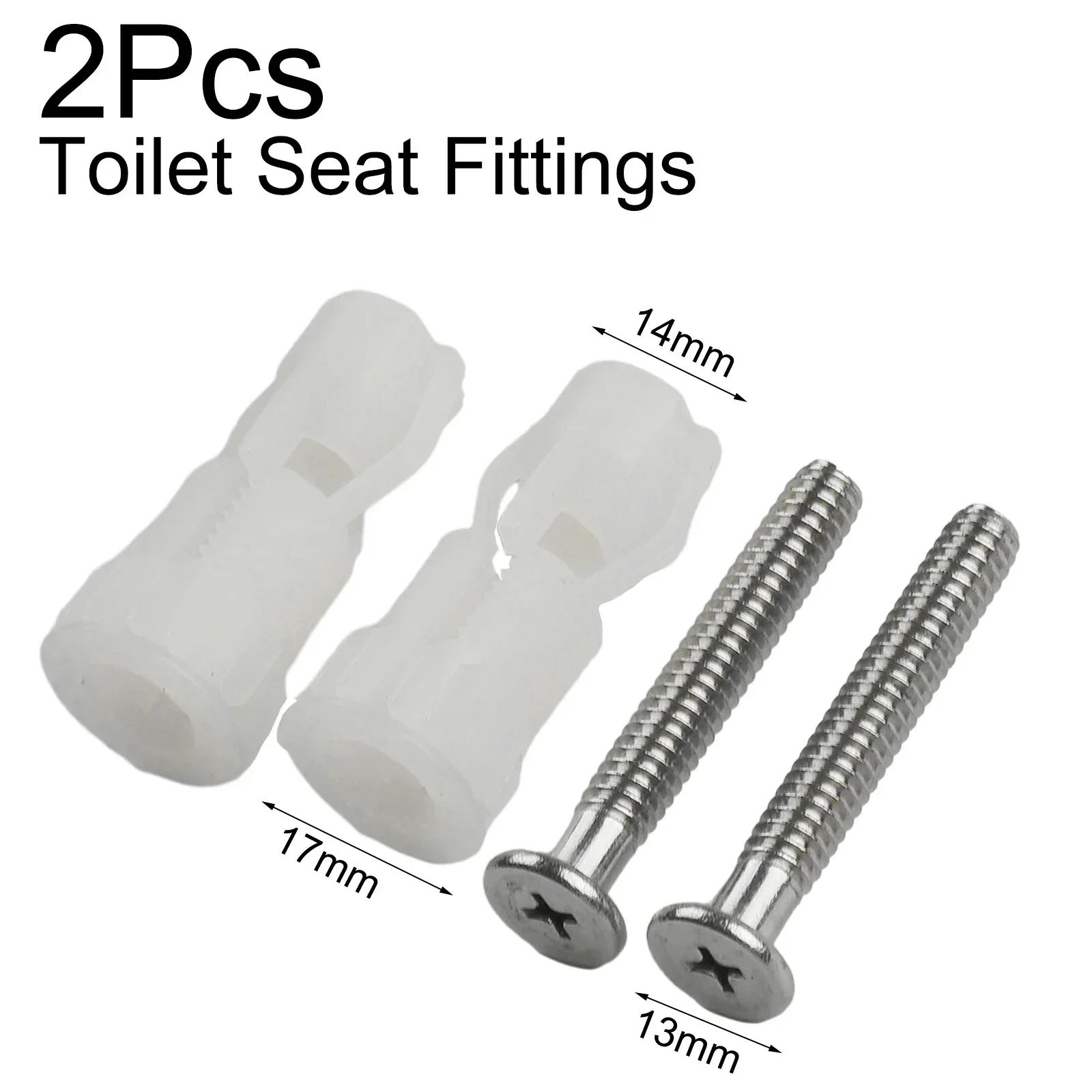 Functional Toilet Lid Fixing Bolt, Sturdy Installation, Stainless Steel Nylon Expansion Screw Nut Accessories Set of 2