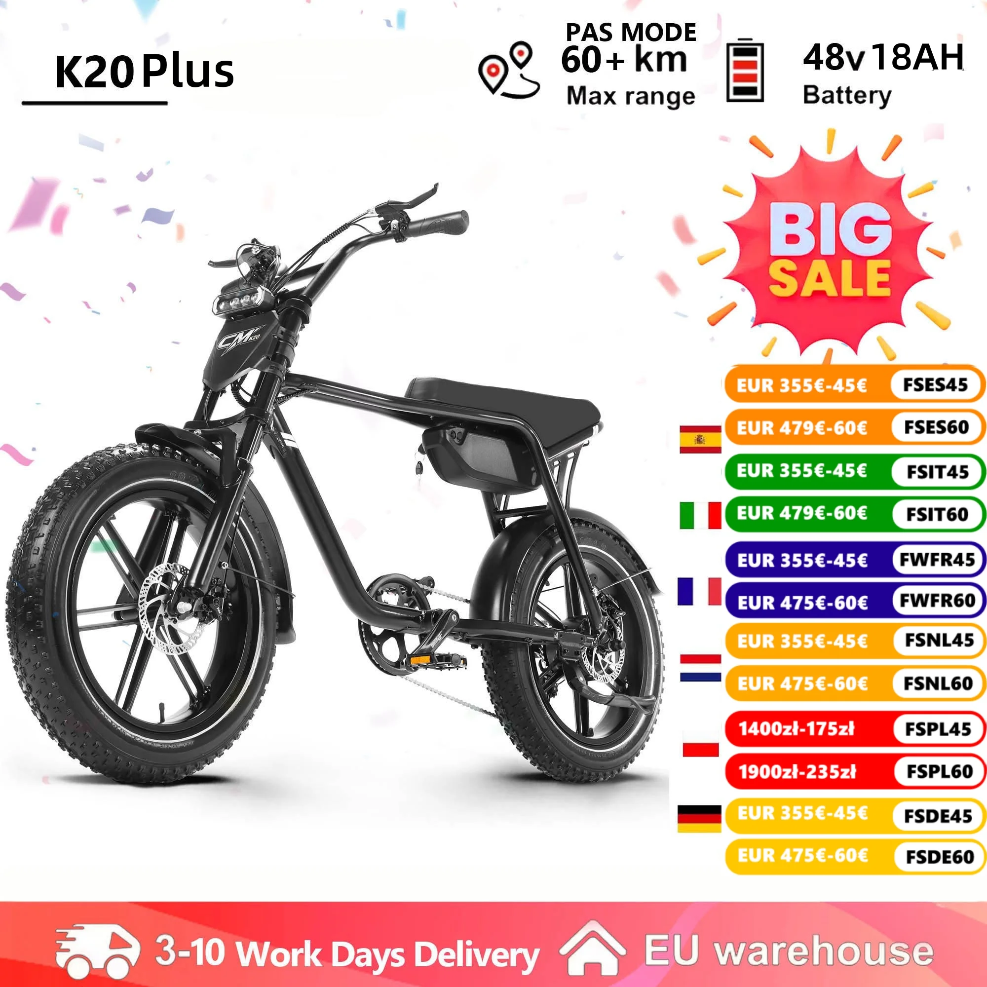 Vélo électrique adulte 20 pouces 48V15AH, vélo électrique à pneus larges 4.0, écran LCD, vélo électrique 7 vitesses, vélo électrique avec suspension a