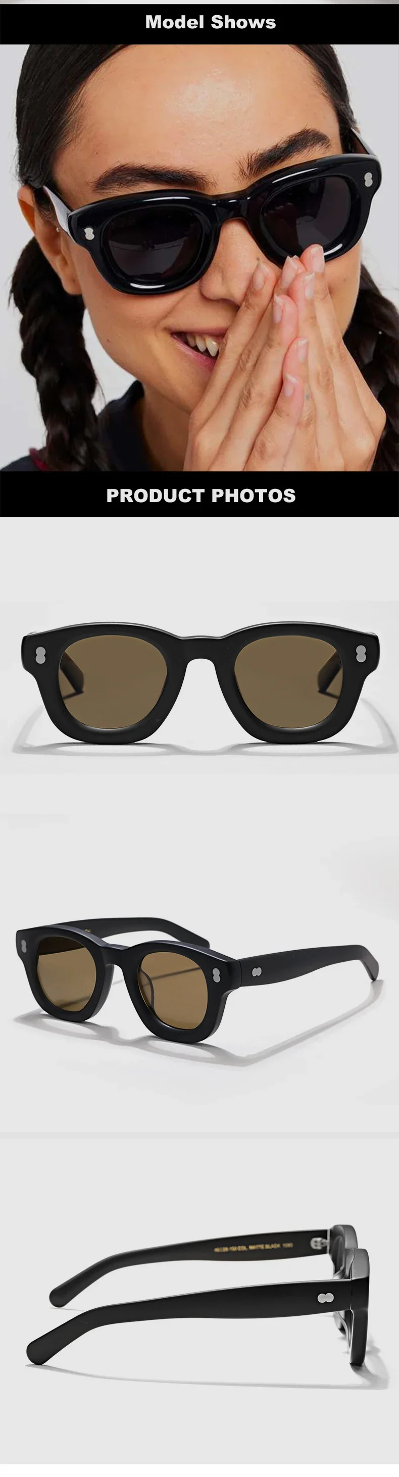 Thick Acetate Round Sunglasses Luxury Brand Original New Men Handmade Eyewear Trendy Women Outdoor Protection UV400 Sun Glasses