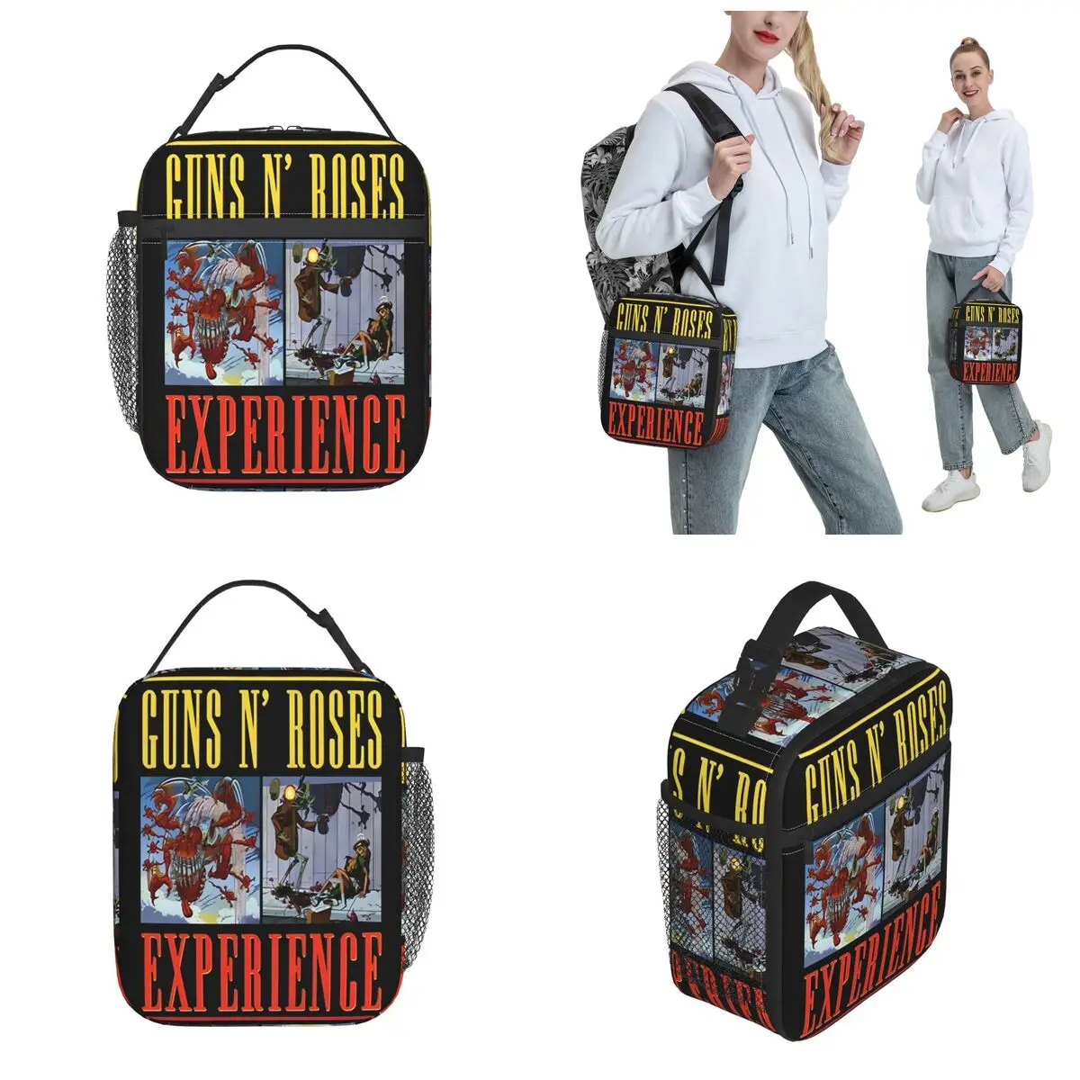 Guns N Roses Experience Rock Band bolsas de almuerzo aisladas, bolsas de contenedor de alimentos, cajas de almuerzo térmicas portátiles para el trabajo