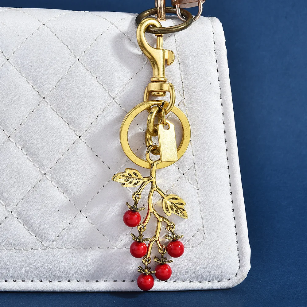 Simulated Cherry Tree Car Keychain Women's Bag Pendant Lightweight and Non Collision Style Exquisite Decoration