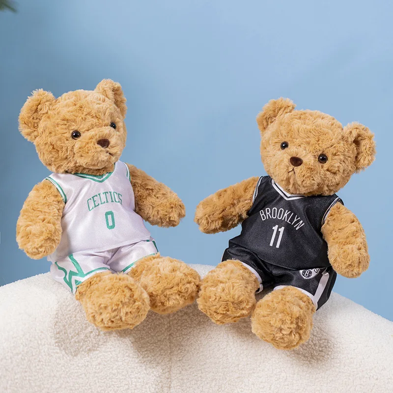 25CM NBA Basketball Teddy Bear Plush Toy Jersey Cool Sports Shirt Soft Doll Stuffed Animal Fan Gifts