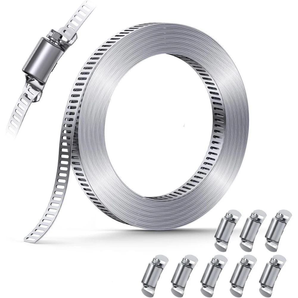 Stainless Steel Hose Clamp DIY Kit 2-3.5meter Adjustable Large Worm Gear Hose Clamp Kit Household Tools Fasteners Spare Parts