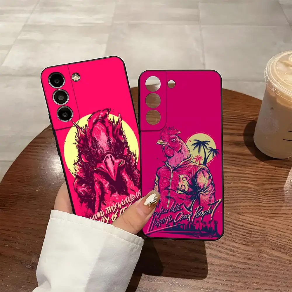 Game H-Hotline M-Miami Phone Case For Samsung S26 S25 S24 FE S23 S22 S21 Plus S20 Ultra Note20Ultra Black Soft Shell