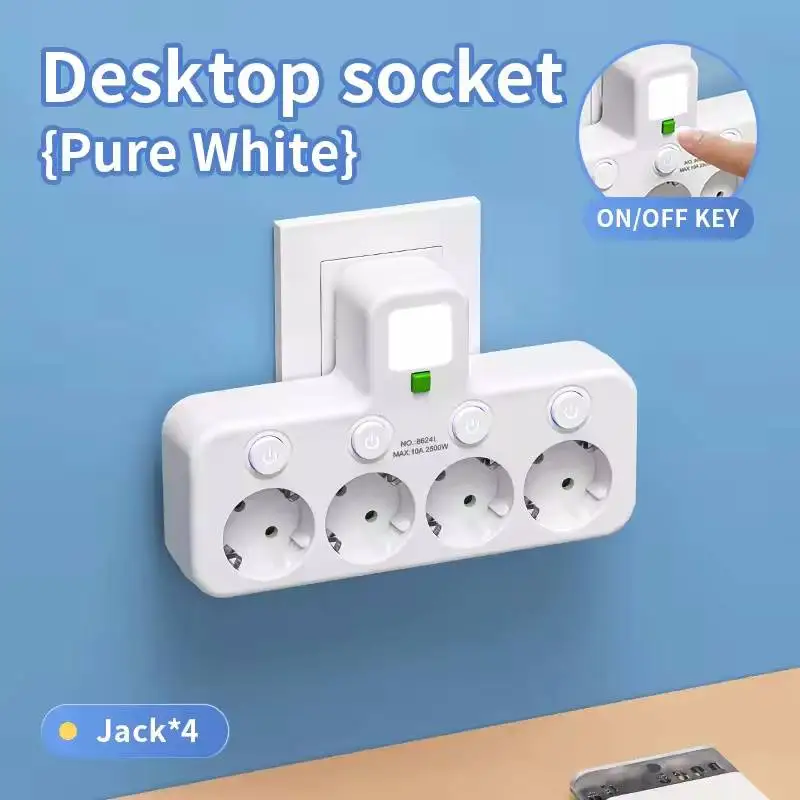 Meerdere stopcontacten AC EU-stekker Stekkerdoos Geen verlengkabel met USB-poorten Overspanningsbeveiliging Netwerkfilter Individuele schakelaar