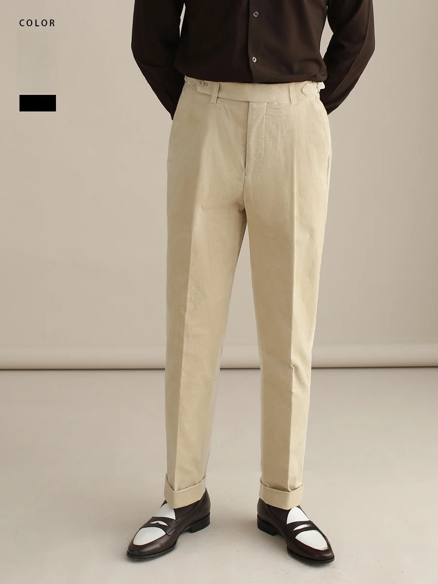 

Cultum Italian Sle High Waist Corduroy Men's Autumn Winter Busin Casual Pants Long Trousers Comfortable Cotton Blend