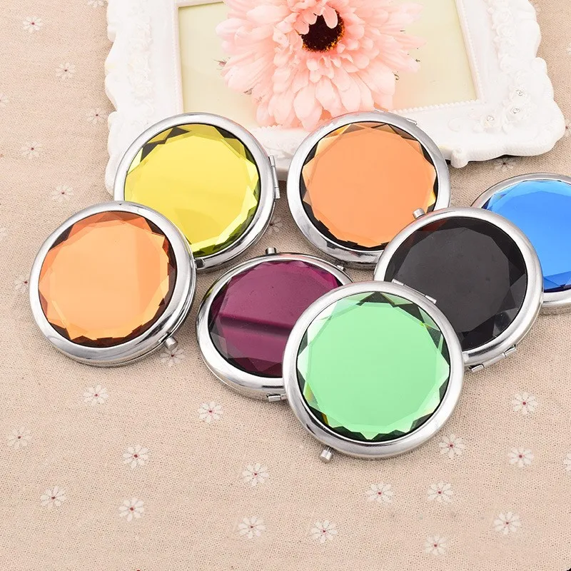 GU401 1pc Mini Round Makeup Mirror Portable Double-sided Vanity Mirror Cosmetic Mirror Makeup Vanity Foldable Pocket Mirror