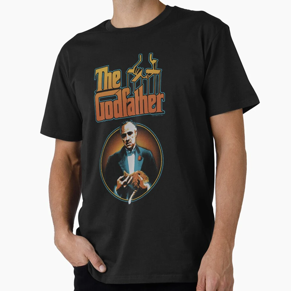 

The Godfather Vito Corleone The Don Cat Retro Crime Movie The Godfather Gift t shirt Short Sleeve Graphic clothes All size tee